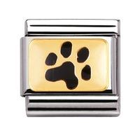 Nomination - Stainless Steel With Enamel And 18ct Gold 'Paw Print' Charm 032210/35