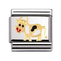 Nomination - Stainless Steel With Enamel And 18ct Gold 'Cow' Charm 030212/04