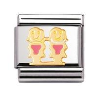 Nomination - Enamel And 18ct Gold 'Sisters' Charm 030209/48