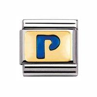 Nomination Composable Classic Blue Letter P Gold Charm