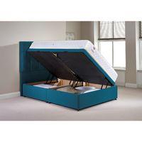 Olivo Ottoman Divan Bed and Mattress Set Teal Chenille Fabric King Size 5ft