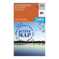 Ordnance Survey Explorer Active 225 Huntingdon & St Ives Map With Digital Version, Orange