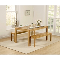 Oxford 150cm Solid Oak Dining Table with Benches