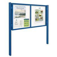 PAINTED '1000' DUAL-DOOR OUTDOOR NOTICE BOARD - 70MM PROFILE - 30/A4 H1050 x W2300MM + PAIR OF PAINTED QUATRO P