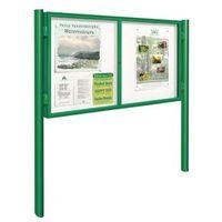 PAINTED '1000' DUAL-DOOR OUTDOOR NOTICE BOARD - 70MM PROFILE - 30/A4 H1050 x W2300MM + PAIR OF PAINTED QUATRO P