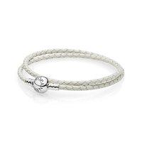 PANDORA Moments Double Woven Ivory White Bracelet