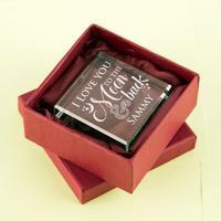 Personalised Love You to the Moon & Back Glass Block