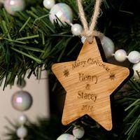 Personalised Wooden Christmas Bauble: Couple