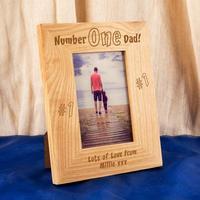 Personalised No1. Dad Engraved Oak Frame