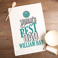 Personalised Worlds Best Dad Printed Tea Towel