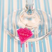 Personalised Junko Style Diamond Wine Glass Charm