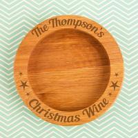 Personalised Family Christmas Wooden Wine Bottle Coaster