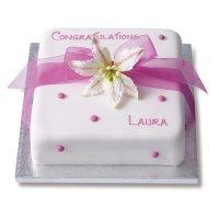 Pink Lily Celebration Cake - Sponge