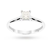 Princess Cut 0.50 Carat 4 Claw Diamond  Solitaire Ring in 18 Carat White Gold - Ring Size O