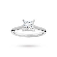 Princess Cut 1.00 Carat 4 Claw Diamond  Solitaire Ring in 18 Carat White Gold