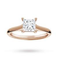 Princess Cut 1.00 Carat 4 Claw Diamond Solitaire Ring in 18 Carat Rose Gold