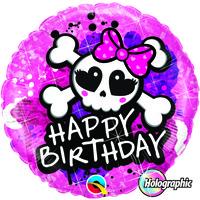 Qualatex 18 Inch Round Foil Balloon - Birthday Skull & Crossbones