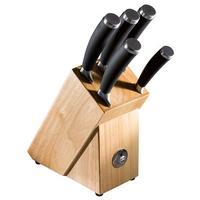 Raymond Blanc Soft Grip 6 Piece Knife Block Set, Dark Grey/Natural