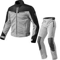 Rev It Airwave 2 Motorcycle Jacket & Trousers Black Silver Kit