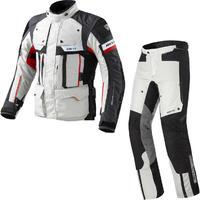 Rev It Defender Pro GTX Motorcycle Jacket and Trousers Grey Red Kit