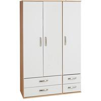 Regal 3 Door Wardrobe and 4 Drawers Beech And Black Woodgrain