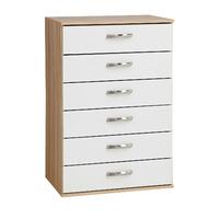 Regal 6 Drawer Chest White And Beech