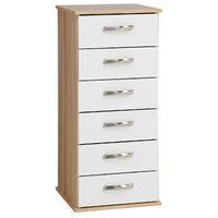 Regal 6 Drawer Bedside Walnut Carcass and Walnut Gloss Front