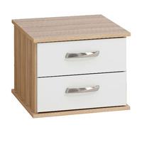 Regal 2 Drawer Bedside Oak And Black Gloss