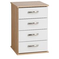 Regal 4 Drawer Bedside Oak And Black Gloss