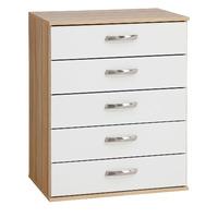 Regal 5 Drawer Chest Oak And White Gloss