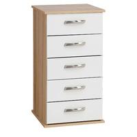 Regal 5 Drawer Bedside Mocha Carcass and Cream Gloss