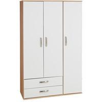 Regal 3 Door Wardrobe and 2 Drawers Beech And Black Gloss