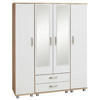 Regal 4 Door 4 Drawer Mirrored Wardrobe Black Woodgrain And Beech