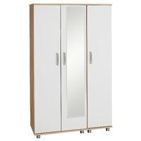 Regal 3 Door Mirrored Wardrobe Black Woodgrain And White