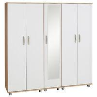 Regal 5 Door Mirrored Wardrobe Black Woodgrain And White Gloss