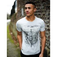 Reflection T-shirt in Ivory Navy Slub - Dissident