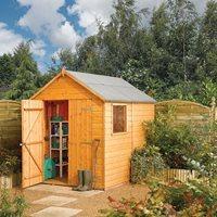 ROWLINSON MODULAR 8 x 6 GARDEN SHED in Honey Brown