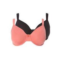 Rosie 2 Pack Coral And Black T-Shirt Bras, Orange