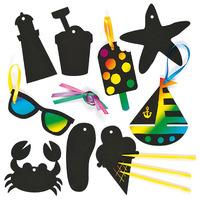 Seaside Scratch Art Decorations (Pack of 12)