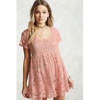 Sheer Lace Babydoll Dress