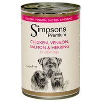 Simpsons Premium Adult Dog - Chicken, Venison, Salmon & Herring - 6 x 400g