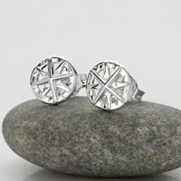 Silver Compass Stud Earrings