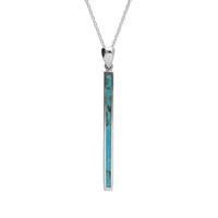 Silver Turquoise Extra Long Slim Oblong Stone Necklace