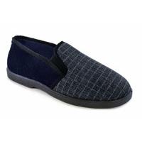 SlumberzzZ Mens Small Check And Plain Fullback Fleece Lined Slip On Slipper