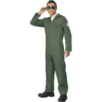 Smiffy's Adult Men's Aviator Costume, Zip Up Jumpsuit, Troops, Serious Fun,