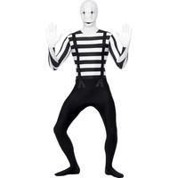 Smiffy's Adult Men's Mime Second Skin Costume, Bum Bag, Concealed Fly And Under