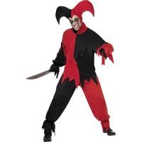 Smiffy's Adult Men's Dark Jester Costume, Top, Trousers And Hat, Cirque