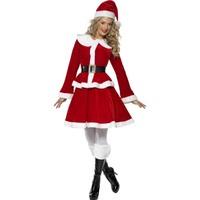 Smiffy's Adult Women's Miss Santa Costume, Jacket, Skirt, Hat, Belt And Muff,