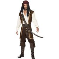 Smiffy's Adult Men High Seas Pirate Costume, Top, Short Trousers, Baldric, Belt