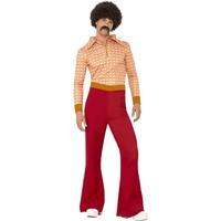 Smiffy's Adult Men's Authentic 70's Guy Costume, Top And High-waisted Trousers,